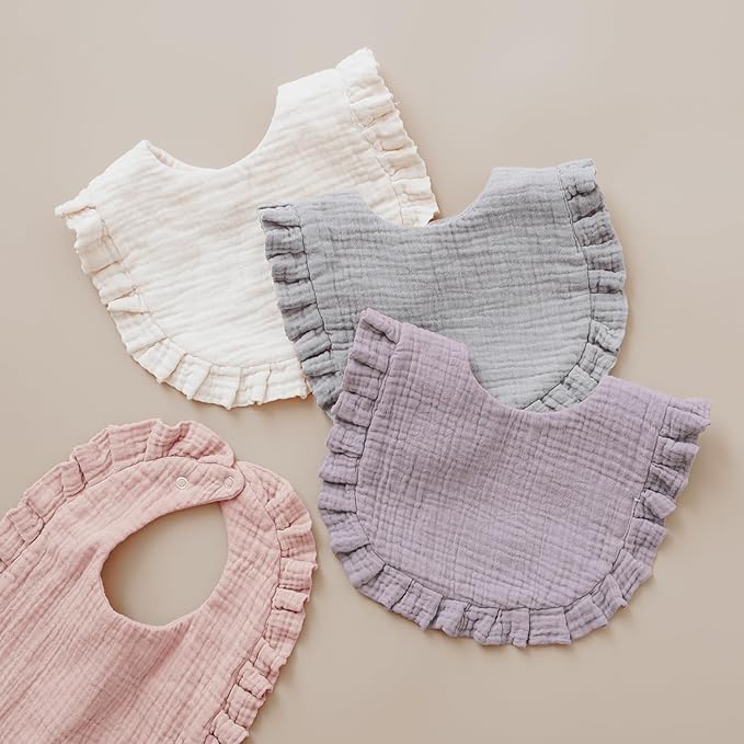 Baby Muslin Bibs Bandana Drool Bibs for Unisex Boys & Girls, Soft and Absorbent Cotton Teething Drooling Bib Set for Newborn Toddler