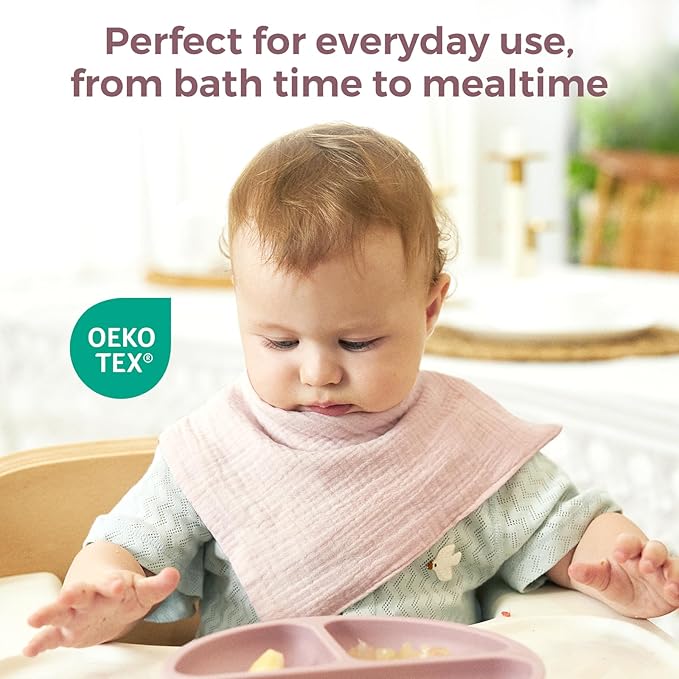 Momcozy Baby Washcloths - 4 Layer Design| Medium Thickness| Soft & Absorbent| Premium Cotton for Newborns' Skin-Great for Bathing, Wiping & on-the-go Use, Shower Gift and Essential(5 Pack, 10x10 inch)