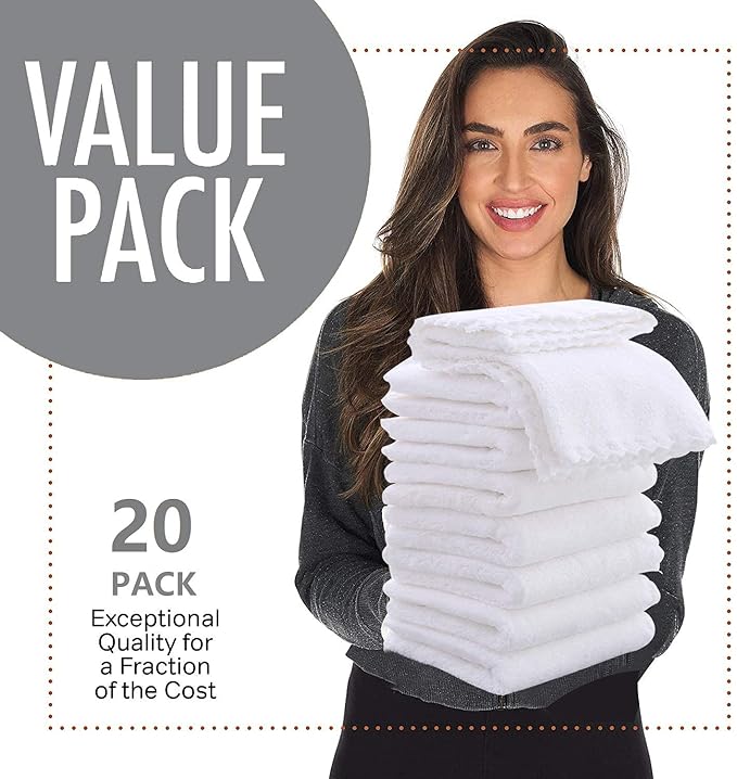 20 Pack Large Burp Cloths for Baby - 20" by 10" Ultra Absorbent Burping Cloth, Hand Washcloths, Newborn Towel - Milk Spit Up Rags - Burpy Cloths for Unisex, Boy, Girl - Burp Cloths Set(White)