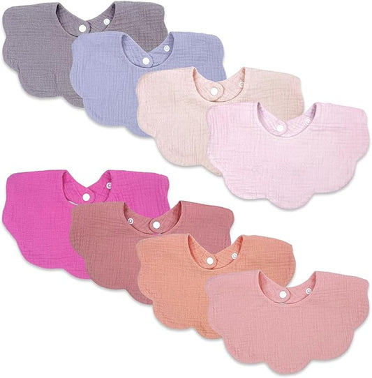 Baby Bibs Muslin Bibs 8 Pack for Drooling and Teething for Unisex Girls Boys