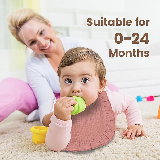 Oiomniv Muslin Baby Bibs, 6-Pack Bandana Drool Bibs Soft Cotton Adjustable Unisex Newborn, Toddler for Drooling Teething