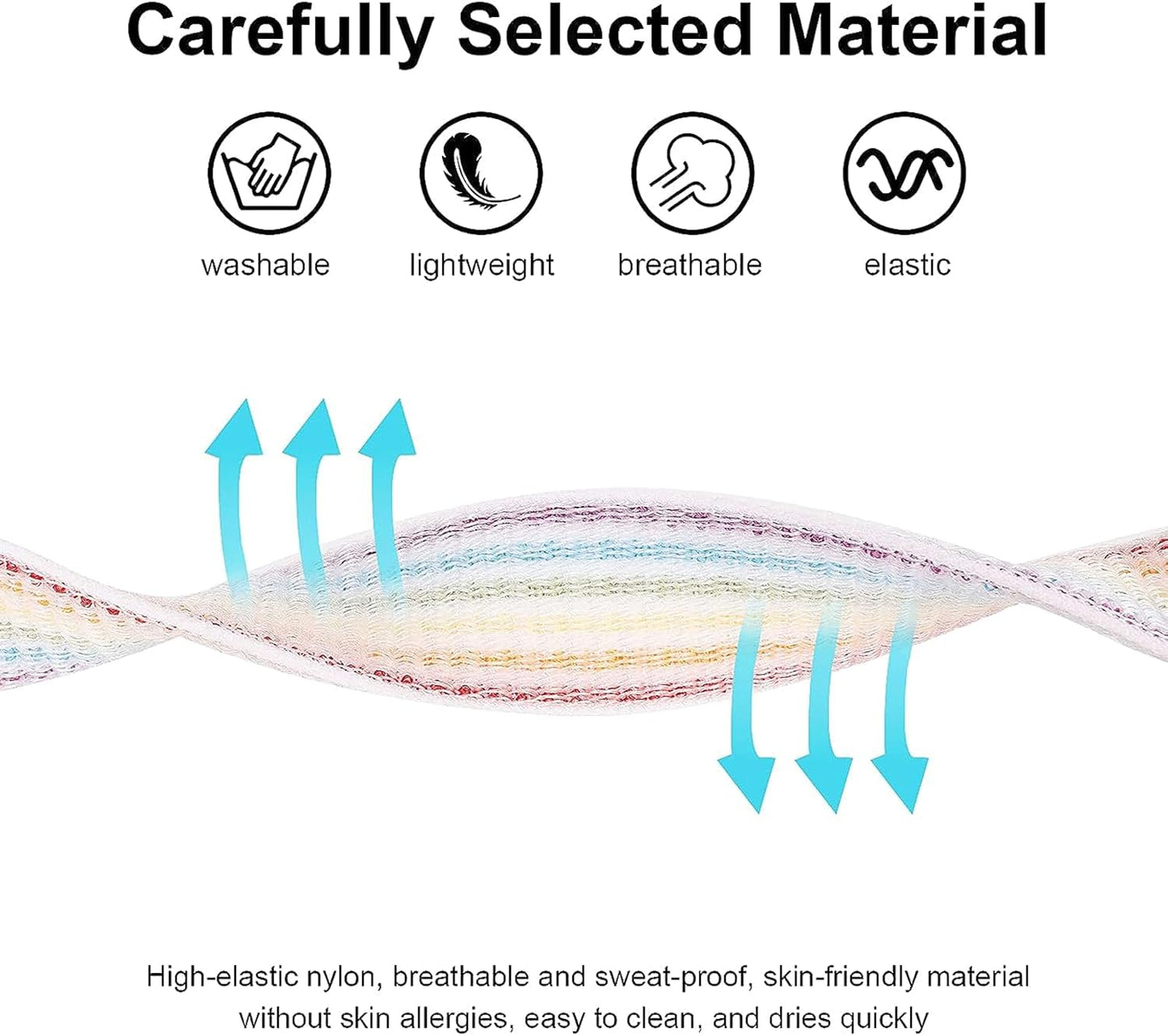 2 Pack AirTag Bracelet for Kids, Apple Air Tag Protective Cover with Nylon Wristband, Anti Lost GPS Trackers Case Cover Elastic Watch Band for Toddlers Girls Boys Elders (Light Rainbow)