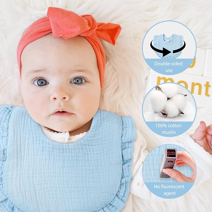 Baby Bibs Muslin Drool Teething Drooling Bibs for Baby Girl Boy Muslin Cotton