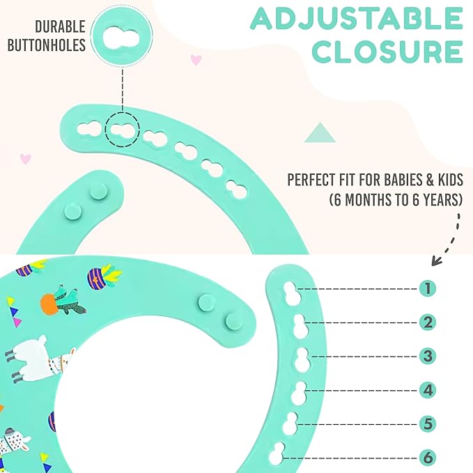 BPA-Free Silicone Baby Bibs with Travel Case, Toddlers Boys/Girls, Large Pocket, Adjustable, Toddlers 6-48 Months