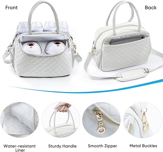 Breastmilk Cooler Travel Bag with 2pcs Wipes Dispensers and Ice Pack - Baby Bottle Cooler for 6 Bottles Up to 9 Ounce