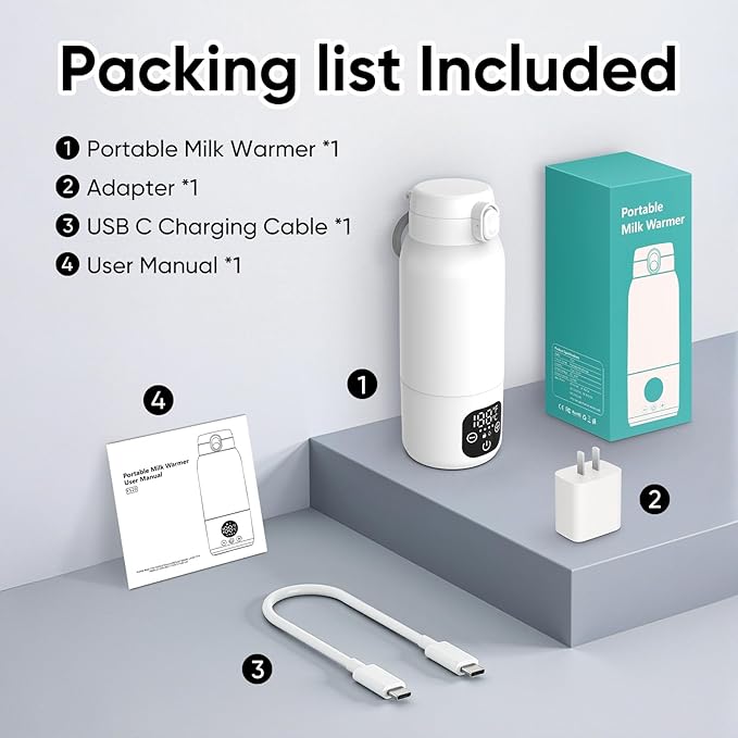 Bottle Warmer, Maypott Portable Fast Heating Bottle Warmer for Breast Milk, Formula, Water, 17.5 Ounce Large Capacity & Long Battery Life for All-Day Feeding, Milk Warmer On The Go, Travel Essentials