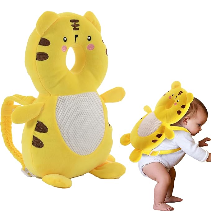 GINMOON Baby Head Protector Backpack,Lightweight and Breathable, Baby Walking Harness,Crawling Baby Essentials(Tiger)