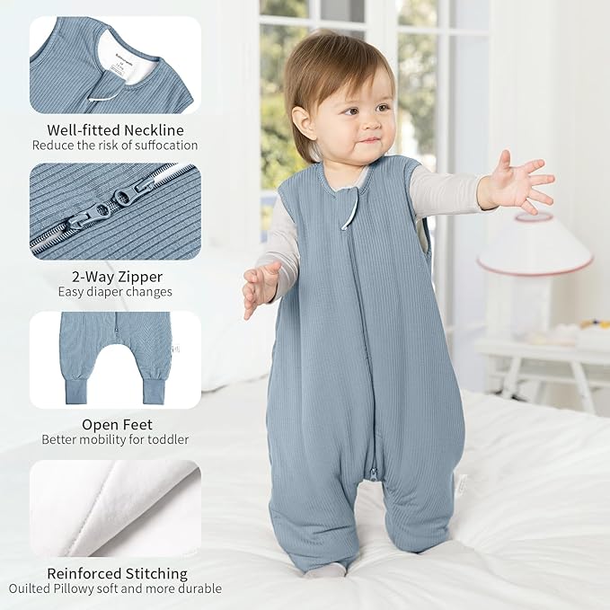 Rayon Made from Bamboo Toddler Sleep Sack with Feet 24-36 Months 1.0 Tog Breathable Sleep Sack 2t-3t Ultra Soft Baby Wearable Blanket with Legs Unisex Sleeping Bag with 2-Way Zipper