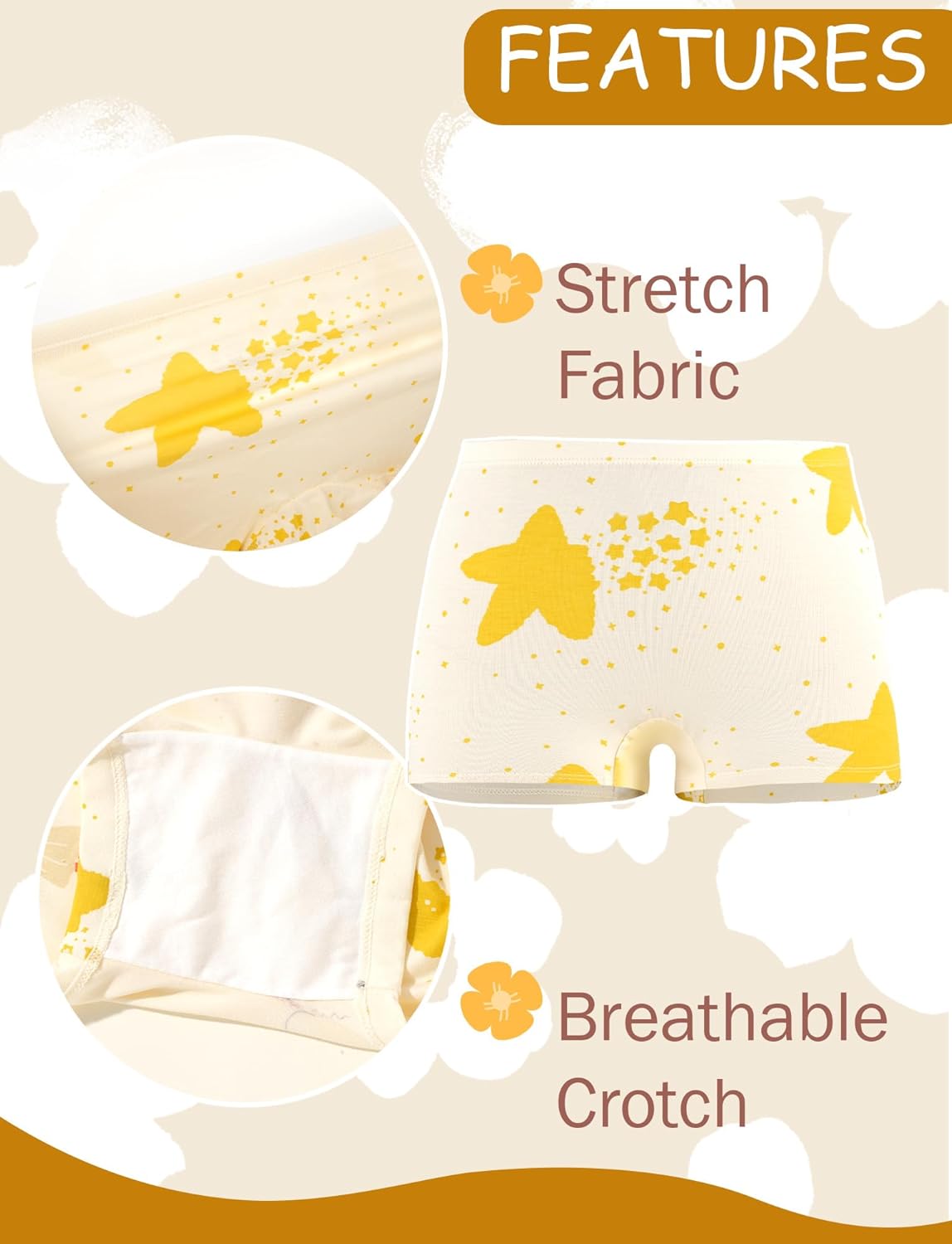 SEAUR Girls' Seamless Underwear 4-Pack Soft Breathable Ice Silk Boyshorts Panties Cute Prints Boxer Briefs for 6-16 Years