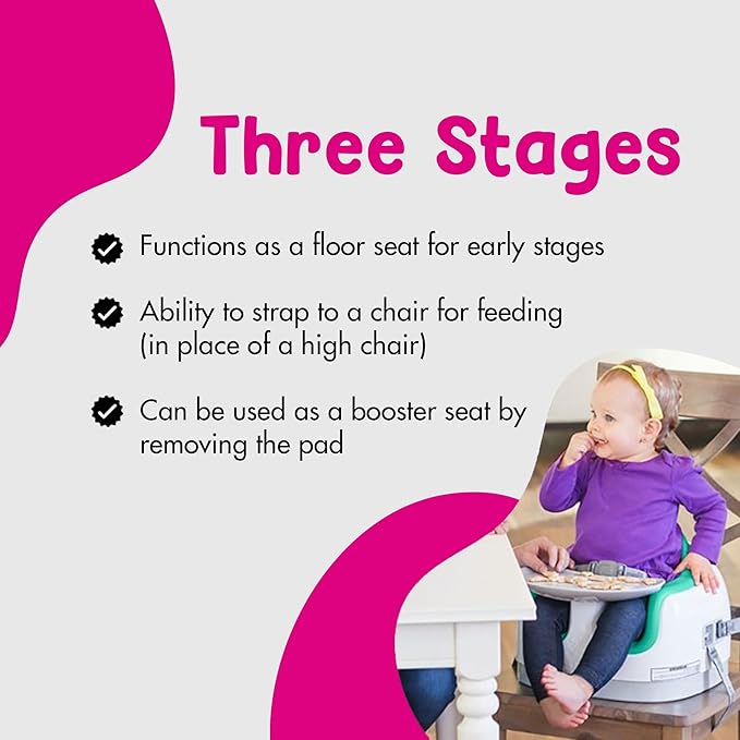 Bumbo 2 Pack 3-in-1 Multi-Seat for 6 to 36 Months, Travel Baby Feeding and Play Floor Seat, All-in-One Portable Booster with Tray & Toddler High Chair, Aqua