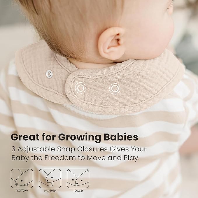 Konssy 10-Pack Muslin Baby Bibs, Soft Cotton Bandana Bibs for Drooling & Teething, Unisex Solid Colors for Boys & Girls, Newborn & Infant