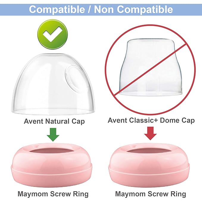 Maymom Replacement Baby Bottle Nipple Rings for Philips Avent Bottle, Compatible Screw Ring Collar for Avent Natural Plastic and Glass Bottles; Not for AntiColi Nipple, BPA-Free, Secure Latch, 4-Pack