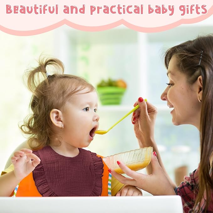 Kenning 18 Pcs Muslin Drool Baby Bibs Baby Girl Ruffle Bibs Absorbent Cotton with Snap Button for Boys Girls