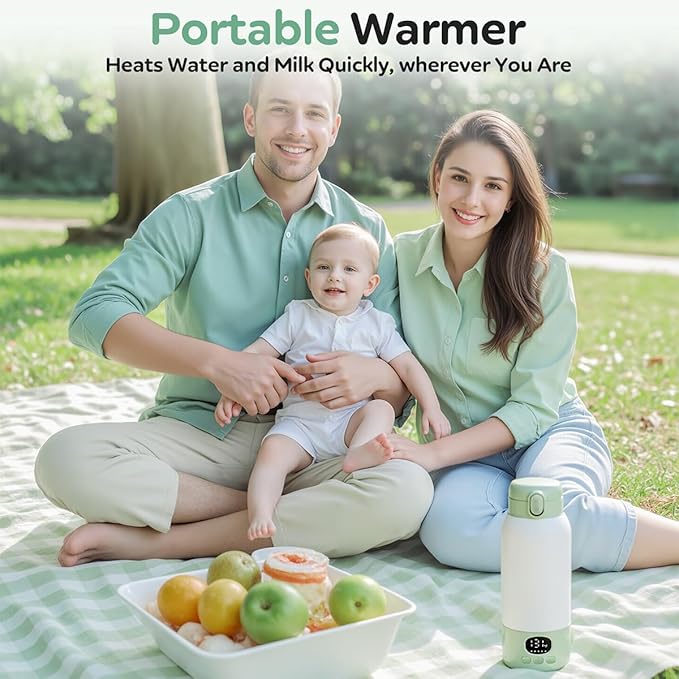 Portable Bottle Warmer 17oz Large Capacity Bottle Warmer for Travel, Fast Heating for Breast Milk Formula and Milk, Suitable for Baby Outdoor Airplane and Car Green5