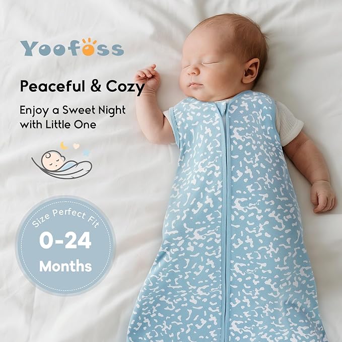 Yoofoss Baby Sleep Sack 6-12 Months 0.5 Tog Wearable Blanket for Baby, 3 Pack 100% Organic Cotton Infant Toddler Sleeping Sack 2-Way Zipper Lightweight Sleep Sack
