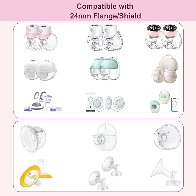 8PCS Flange Inserts 19mm/21mm,Compatible with Momcozy/Medela/Elvie/Spectra/Bellababy/TSRETE/kmaier Breast Pump Replacement Parts,for 24mm Flange/Shield of Most Pumps,Reduce 24mm to Other Size,4pc/size