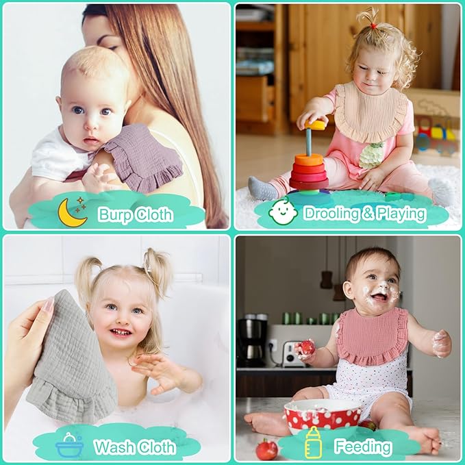 Accmor Muslin Baby Drool Bibs 6 Pack Baby Bandana Drool Bibs Soft Cotton Baby Bandana Bibs for Teething Drooling