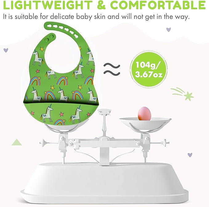 BPA-Free Silicone Baby Bibs with Travel Case, Toddlers Boys/Girls, Large Pocket, Adjustable, Toddlers 6-48 Months