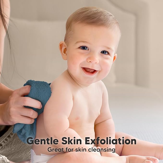 6-Pack Baby Washcloths - Soft Absorbent Viscose from Bamboo Wash Cloths for Babies, Kids, Toddlers, Infant, Newborn Bath Towels,Gentle on Sensitive Skin,10x10 Reusable Face Towels(Navy Blue)