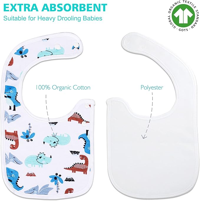 Baby Bibs Soft and Absorbent Organic Cotton Bandana Drool Bibs Set for Boys Girls Newborn 0-36 Months