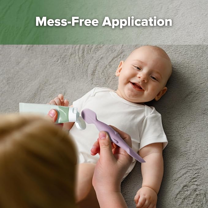 haakaa Baby Diaper Cream Spatula, NoMess Dual-Ended Silicone Diaper Rash Cream Applicator with Hygienic Case, Butt Spatula for Baby