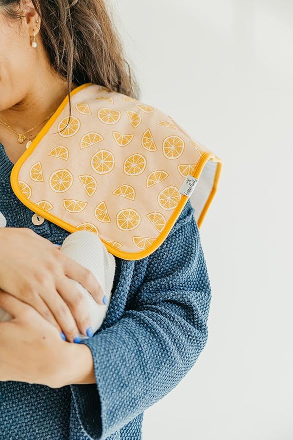 Copper Pearl Premium Baby Burp Cloths - 3-Pack Large Cotton Burp Cloths, Extra Soft Spit Up Rags with 3 Absorbent Layers, Perfect for Baby Boy and Baby Girl Gifts (21" x 10" Size, Clementine Set)