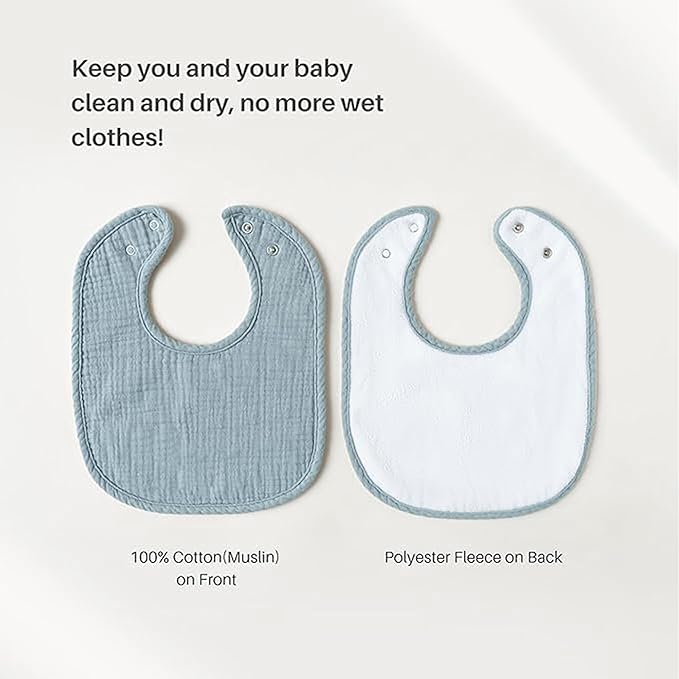 Konssy 6-Pack Muslin Baby Bibs for Boys & Girls, Soft Cotton Absorbent Bandana Drool Bibs for Drooling & Teething