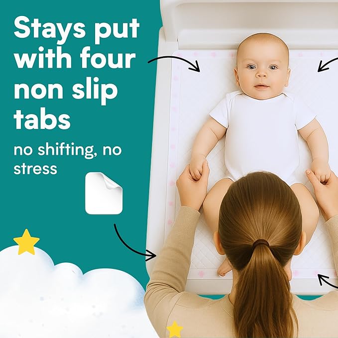 Eli with Love Disposable Baby Changing Pads - Soft, Waterproof & Leakproof Liners Absorbent Underpads - Large Travel Size Diaper Changing Mat for Home, Car, Diaper Bag - (60 Pack, Floral)