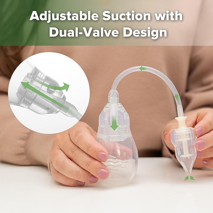 haakaa Swan Neck Nasal Aspirator for Baby | Baby Nose Sucker Bulb Syringe with Anti-Backflow Valve | Easy-Squeeze Filter-Free Soft Silicone Nose Cleaner – BPA Free, 12m+