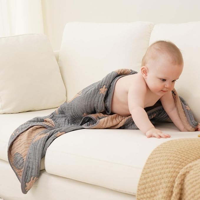 Ultra Soft Muslin Baby Blanket, A Versatile Swaddle and Crib for Babies, Toddlers, Boys, and Girls (1 Pack Ocean)