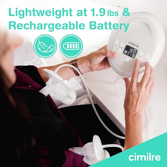 Cimilre S6+ Adjustable Rechargeable Breast Pump & Journey Breast Pump Backpack Bundle – Hospital Strength Double Electric Pump with Stylish Travel Backpack