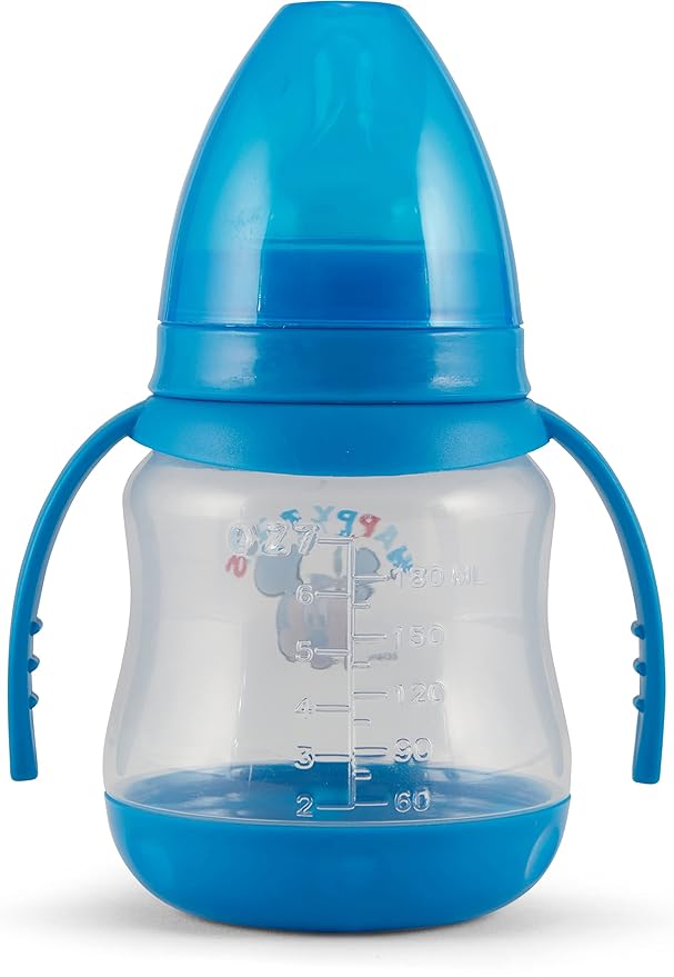 Disney 2 Pack 7 Ounce Baby Bottles with Character Prints and Colored Covers with Double Handle - BPA Free and Easy to Clean