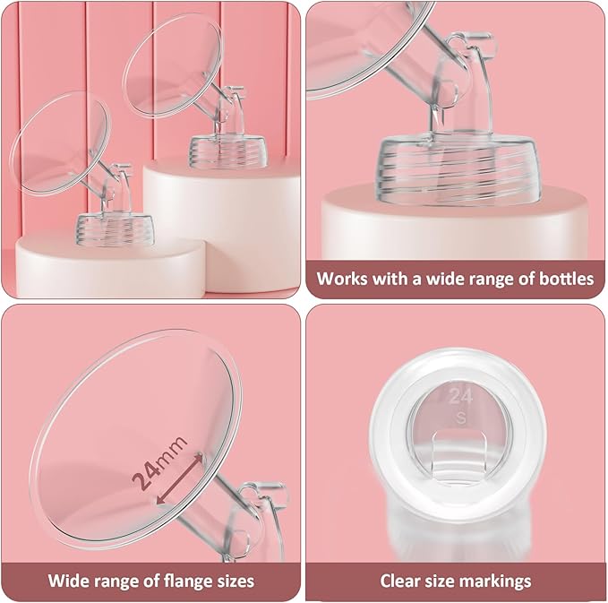 26mm Flanges Compatible with Spectra S2 S1 9 Plus Synergy Gold Breastpump, Not Original Spectra Replacement Pump Parts, Wide Mouth Flange Accessories for Elastic Nipples Work with Backflow Protector