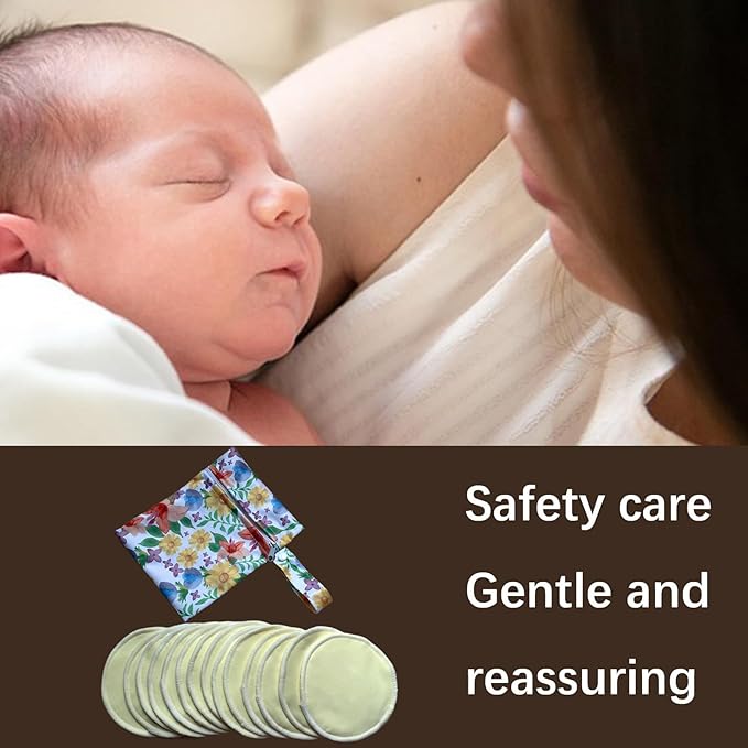 Reusable Nursing Pads 14 Pack,Washable Breast Pads Breastfeeding Essentials,Newborn Necessities for Baby Boys and Girls,Postpartum Essentials for Mom,Super Soft & Absorbent (Light Yellow)