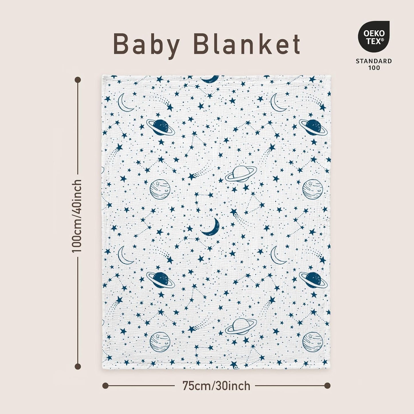 GLLQUEN BABY Blankets for Unisex Boys Girls, Muslin Cotton Front Soft and Breathable, and Dotted Fleece Backing, Printed Bed Nursery Minky Blankets for Toddler Newborn, 30 x 40 inches