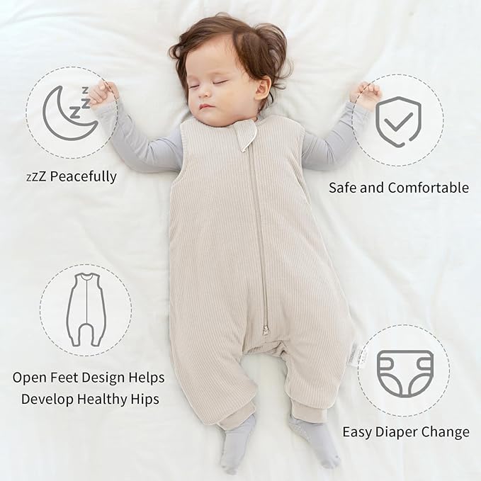Rayon Made from Bamboo Toddler Sleep Sack with Feet 12-24 Months 1.0 Tog Breathable Sleep Sack 1t-2t Ultra Soft Baby Wearable Blanket with Legs Unisex Sleeping Bag with 2-Way Zipper
