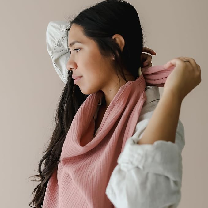 snuggle me® Nursing Cover - 100% Organic Cotton Muslin Nursing Cover Up for Breastfeeding with a BPA-Free Silicone Teether Ring, Ultra-Soft & Lightweight (33.5″ × 39.4″)