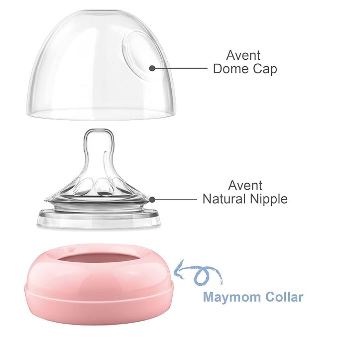 Maymom Replacement Baby Bottle Nipple Rings for Philips Avent Bottle, Compatible Screw Ring Collar for Avent Natural Plastic and Glass Bottles; Not for AntiColi Nipple, BPA-Free, Secure Latch, 4-Pack