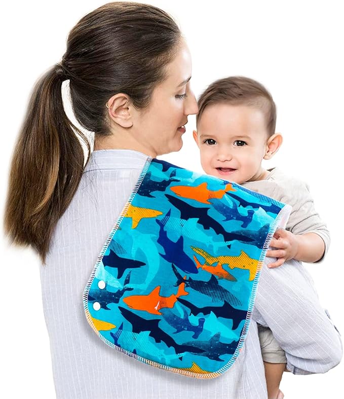 2-in-1 Burp Cloths and Baby Bibs - 6 Pack Large Super Absorbent Soft Cotton Burping Cloths for Spit Up, 3 Layers Thick Baby Burp Rags for Girls & Boys