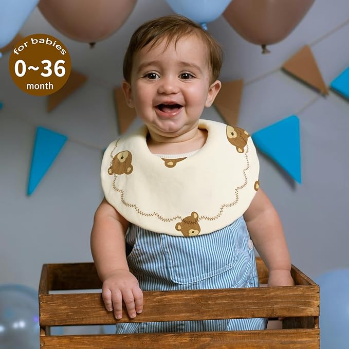 EllieHouse Baby Bibs for Girls Boys 8 Pack Muslin Drool Teeth Drooling Teething Bibs Muslin Cotton for Toddler Infant