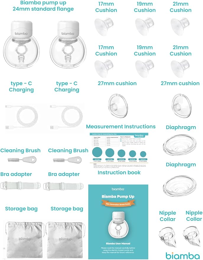 Pump Up Portable Breast Pump Hands Free - Wireless in-Bra Wearable Breast Milk Extractor, Smart Modes & Suction Levels, Extended Battery Life, Ultra Quiet Motor, 180mL Capacity, Double Pack