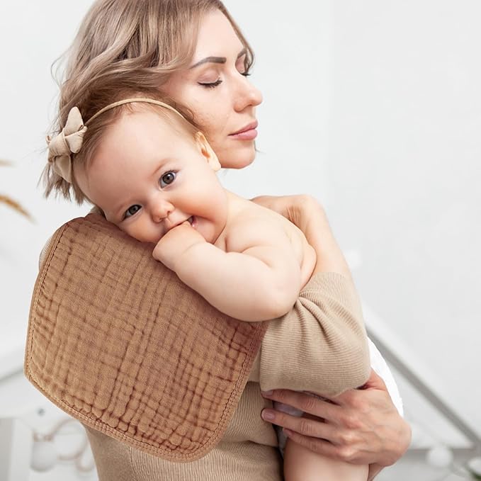 Muslin Burp Cloths 100% Cotton Baby Burp Cloths Soft, Absorbent 10x20 inches for Girls and Boys Baby Essentials