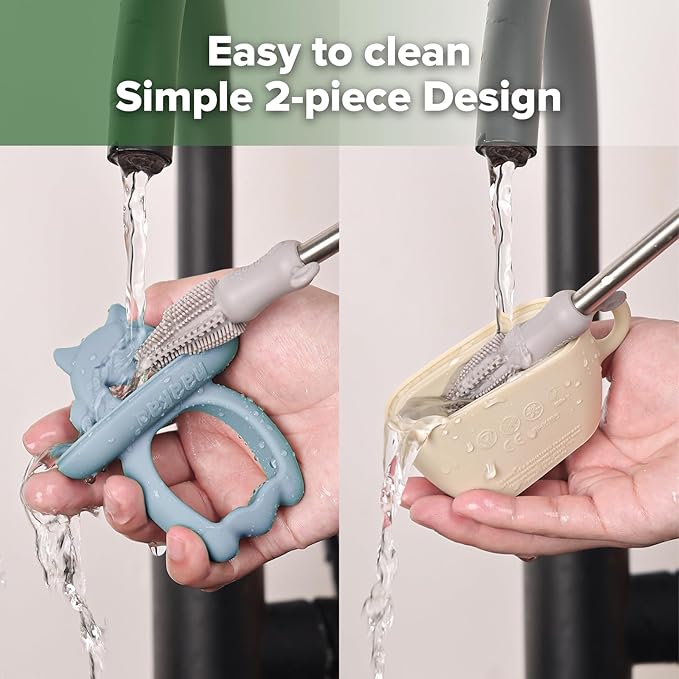 Haakaa Chilly Monster Breastmilk Popsicle Molds, Silicone Popsicle Molds for Baby Teething Relief, BPA Free Frozen Breast Milk Teether Popsicle Maker & Ice Pop Molds for Infant 6m+(Sky Blue + Mustard)