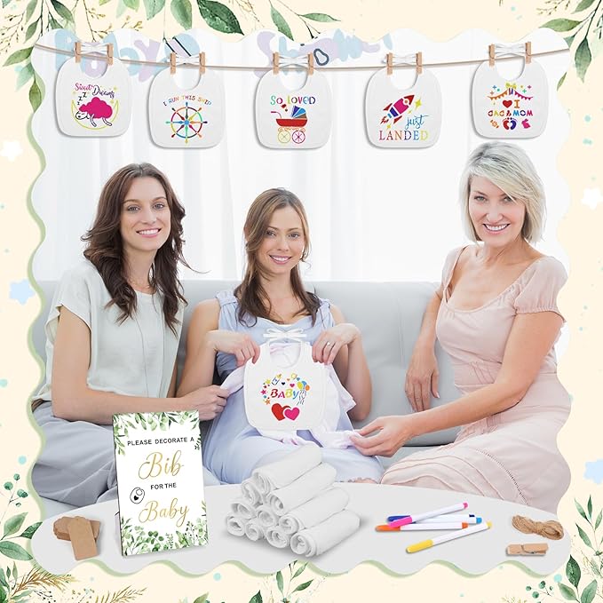 Baby Shower Game Sign Blank Bib DIY Set Newborn Essentials Stuff