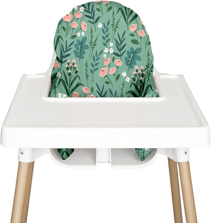 Nibble and Rest Highchair Cushion Cover for Inflatable Cushion, Compatible for IKEA Antilop Highchair, Accessories Stain-Proof and Wipeable Cover (Cushion NOT Included)(Green Meadow)