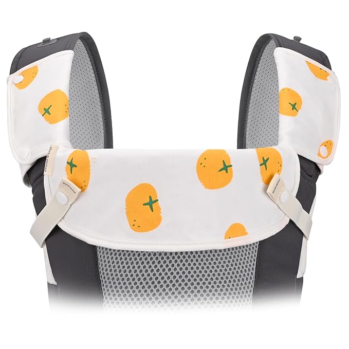 Bebamour Drool and Teething Reversible Cotton Pad For All Carry Positions Baby Carrier White Drool Bib For Boys & Girls(Persimmon)