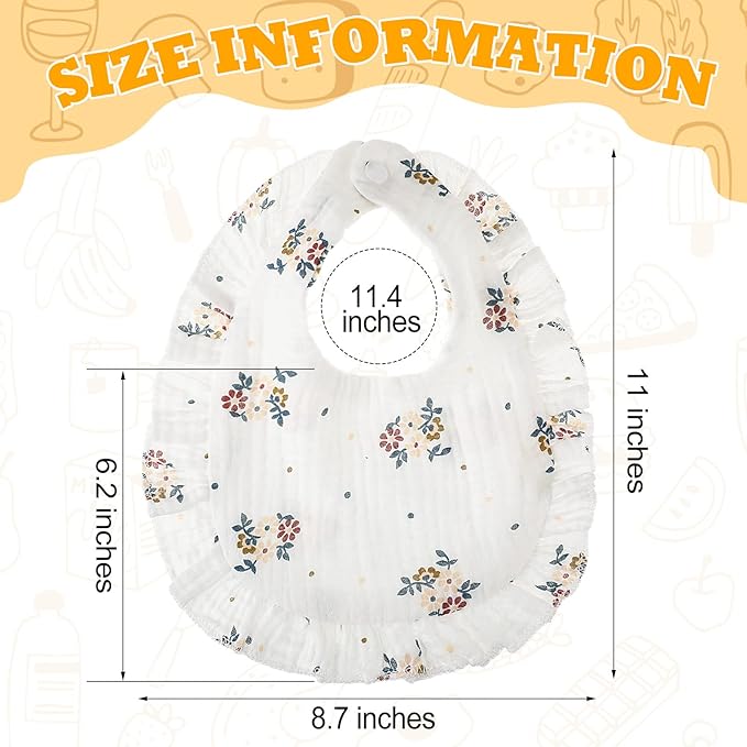 Mepase 10 Pcs Large Muslin Baby Girl Bibs Drool Teething Bibs Lap Shoulder for Boy Girls Teething(Elegant Colors)