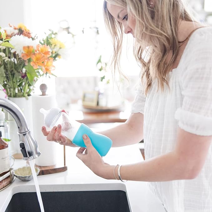 Olababy Silicone Sleeve for Avent Natural Glass Baby Bottles (4 oz, Pink)