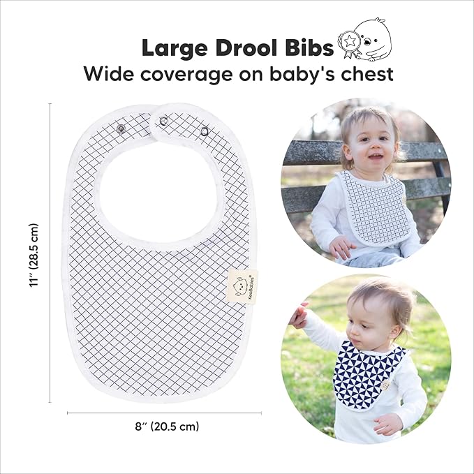 8-Pack Organic Baby Bibs for Boys, Girls - Soft Cotton Drooling and Teething Bibs for Baby Girl & Boy, Extra Absorbent, Easy to Clean & Put On for Toddler, Newborn, Infant 0-24 Months (Azure)