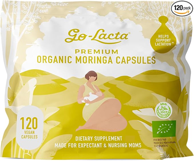Go-Lacta® 100% Organic Moringa Capsules for Breastfeeding Moms, 120 Capsules